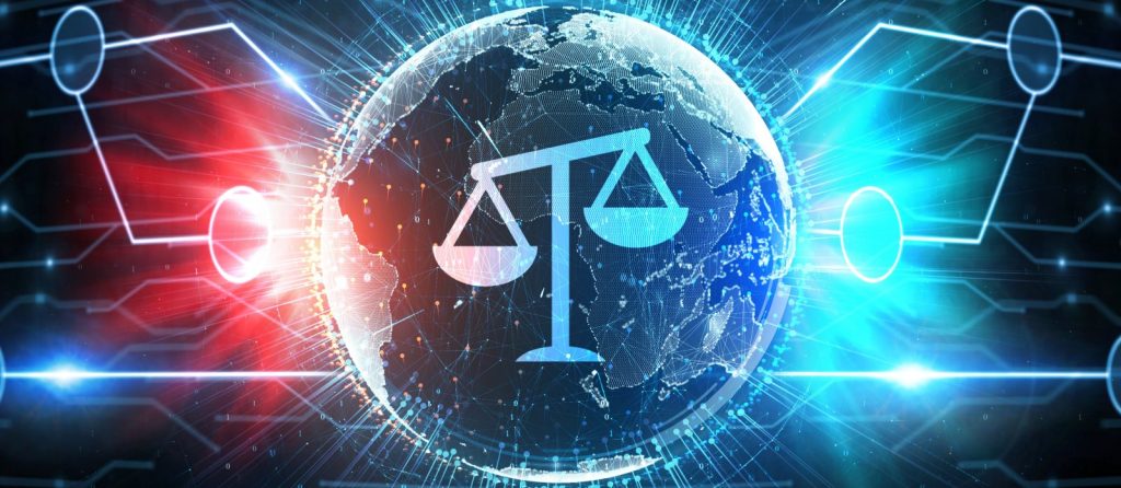 Composição de balança do direito e elementos de tecnologia