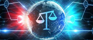 Composição de balança do direito e elementos de tecnologia